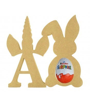 18mm Freestanding wooden Unicorn Letters with Kinder Egg Holder Easter Rabbit - BT NEWS - 200mm Height